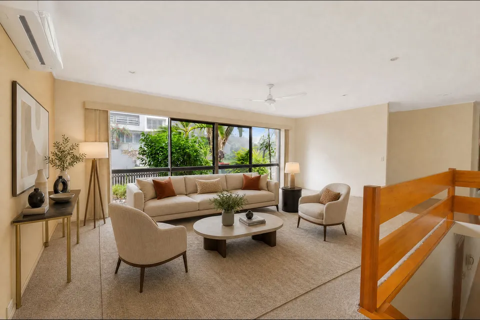 Multi-angle staged living room